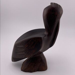 Elegant Dark Wood Bird Sculpture